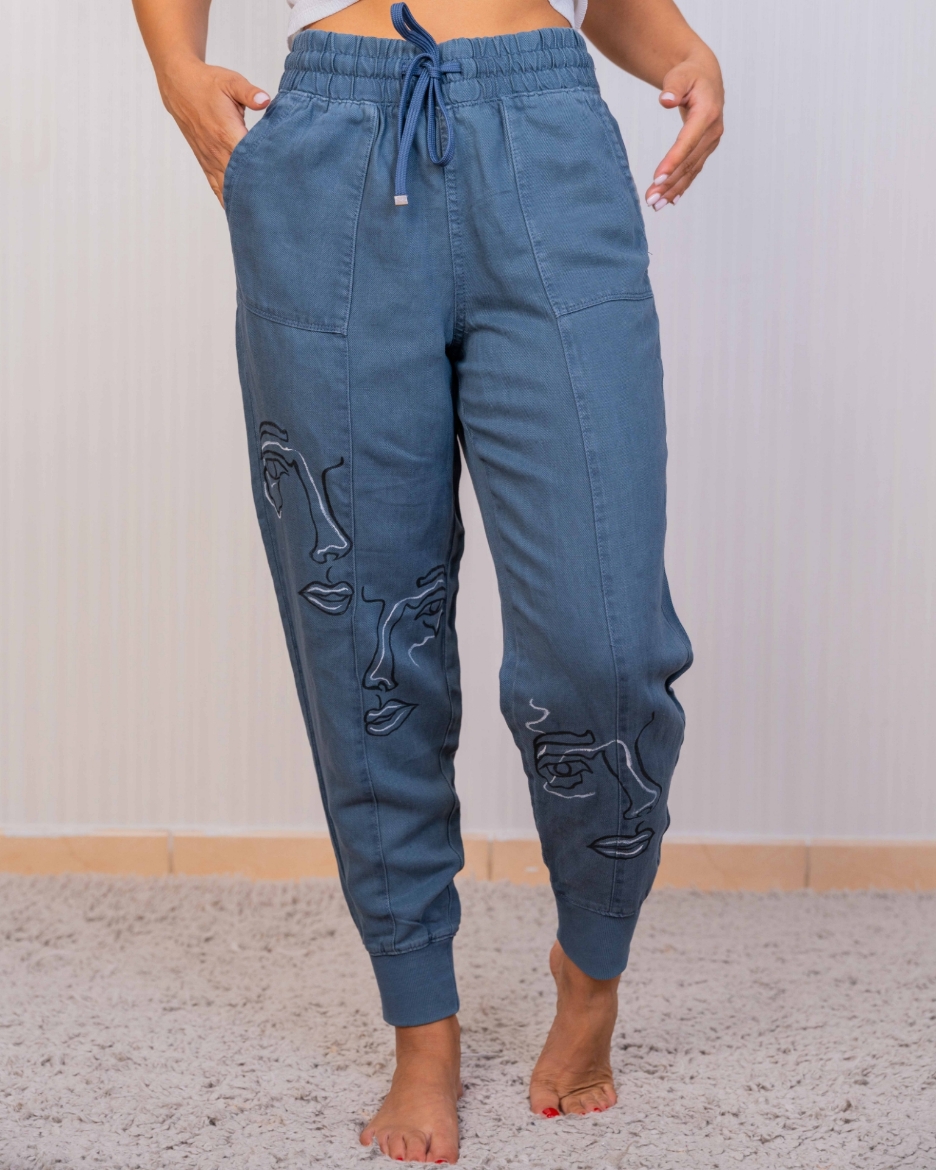 Picture of Light Blue Women's Jeans: African Theme