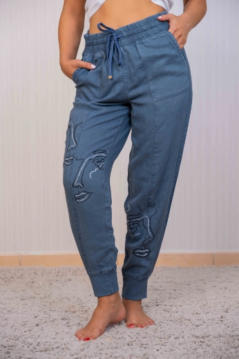 Picture of Light Blue Women's Jeans: African Theme
