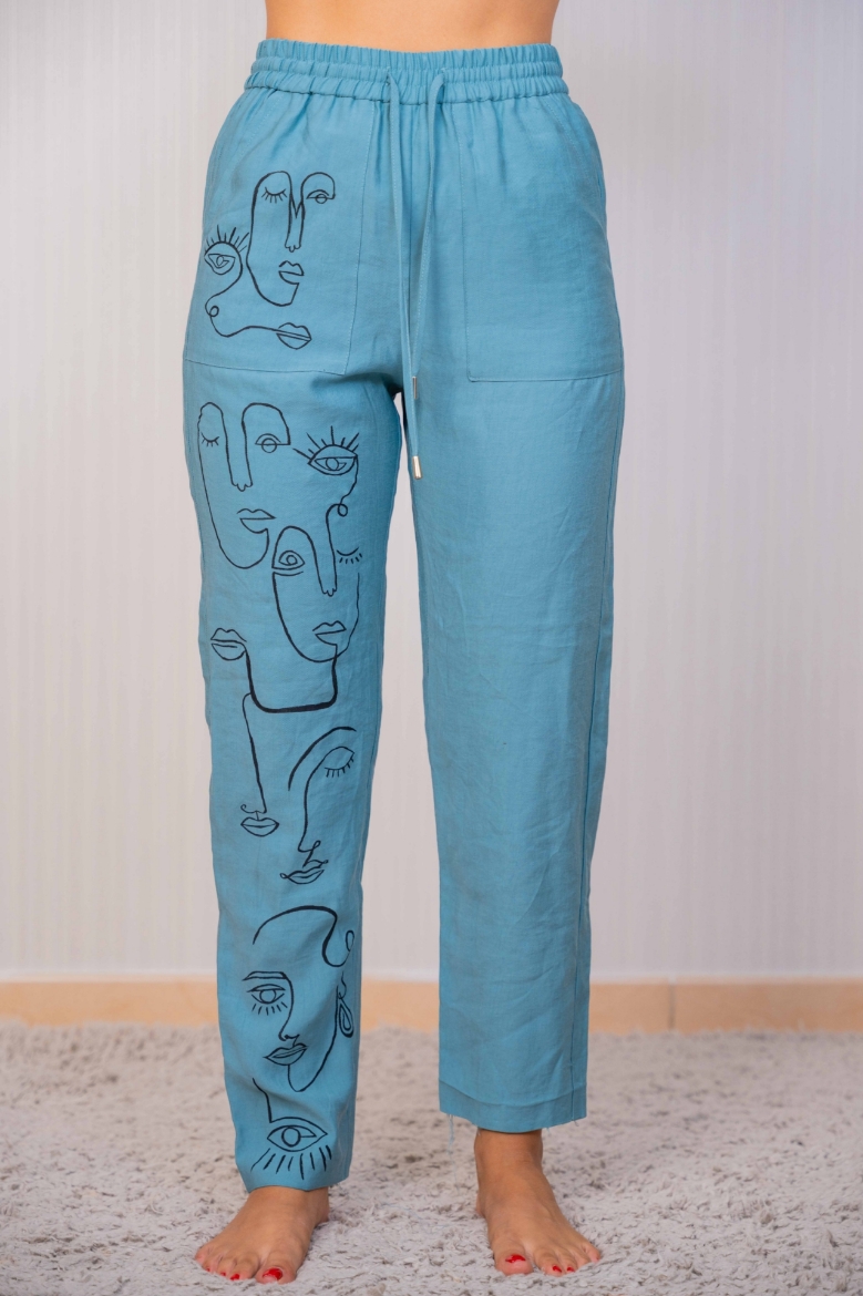 Picture of Light Blue Women's Jeans: African Theme