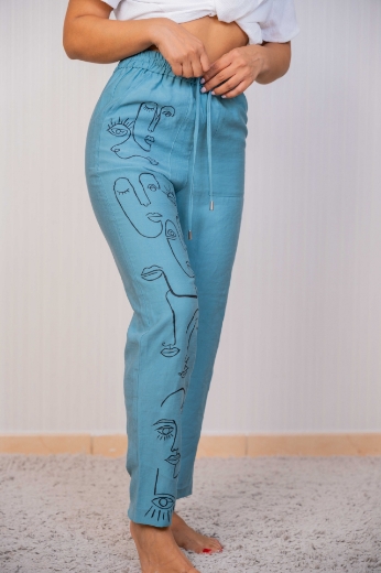 Picture of Light Blue Women's Jeans: African Theme