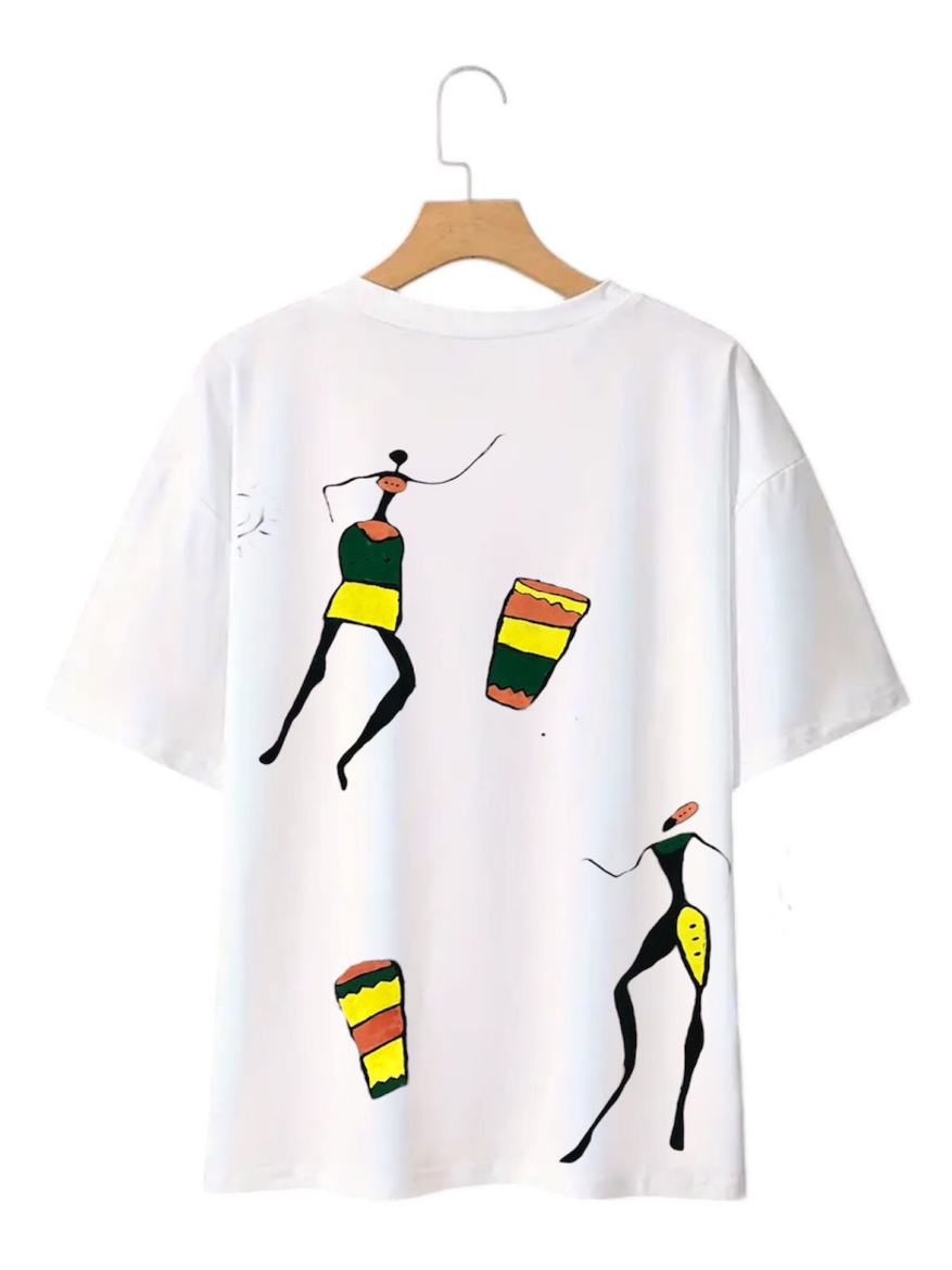 Picture of White and Black cotton T-shirt African style
